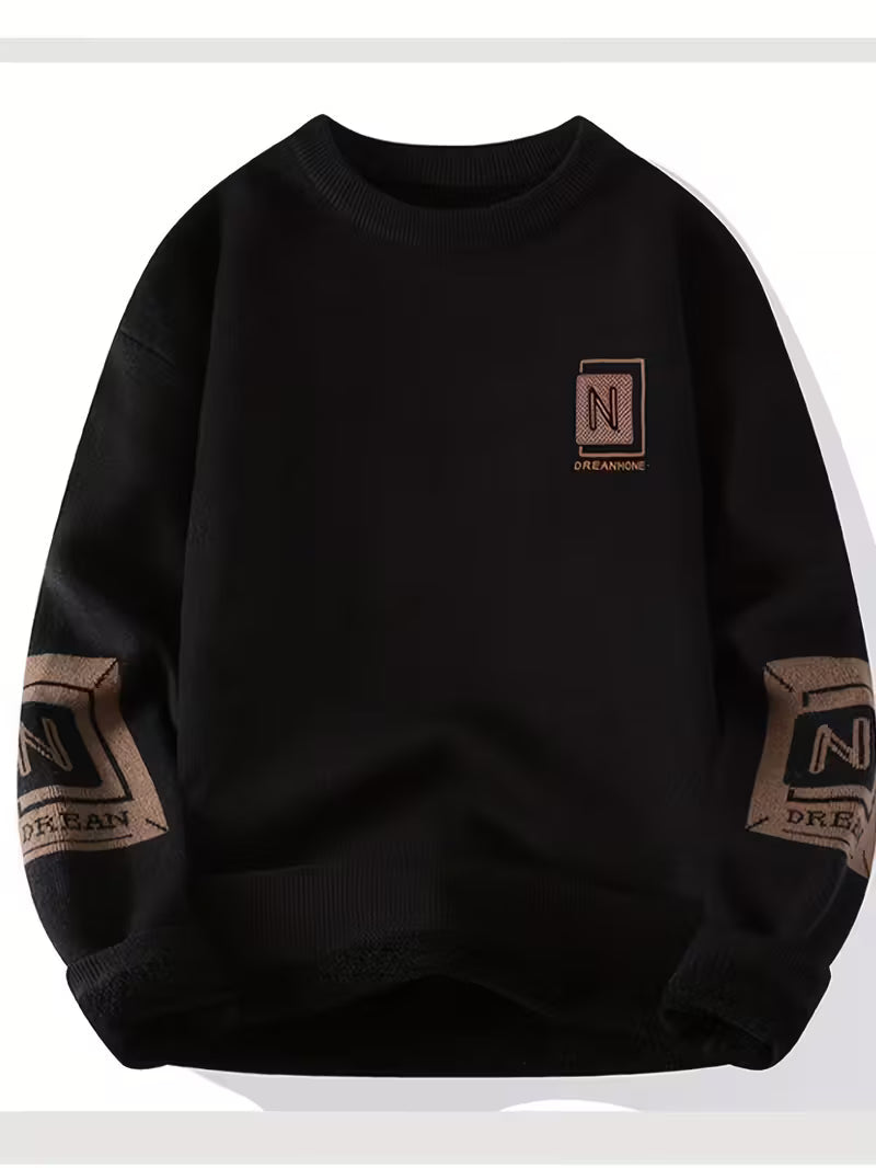 Swebet Vintage Black & White Color Block Sweater – Retro Knit Unisex Pullover